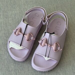 Gucci Pink Soft Rubber Horsebit Touch Womens Strapped Sandals, size 39